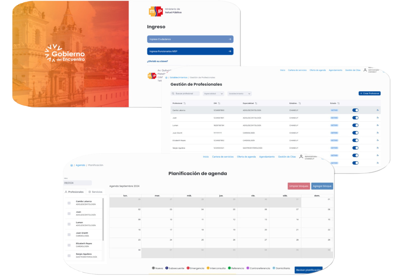 Sistema agendamiento de Minsal Ecuador